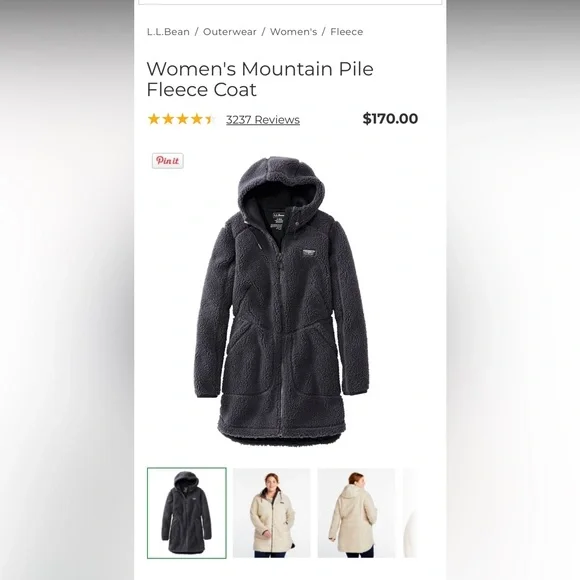 Woman’s L.L.Bean Mountain Pile Fleece Coat, size XL - Picture 11 of 14